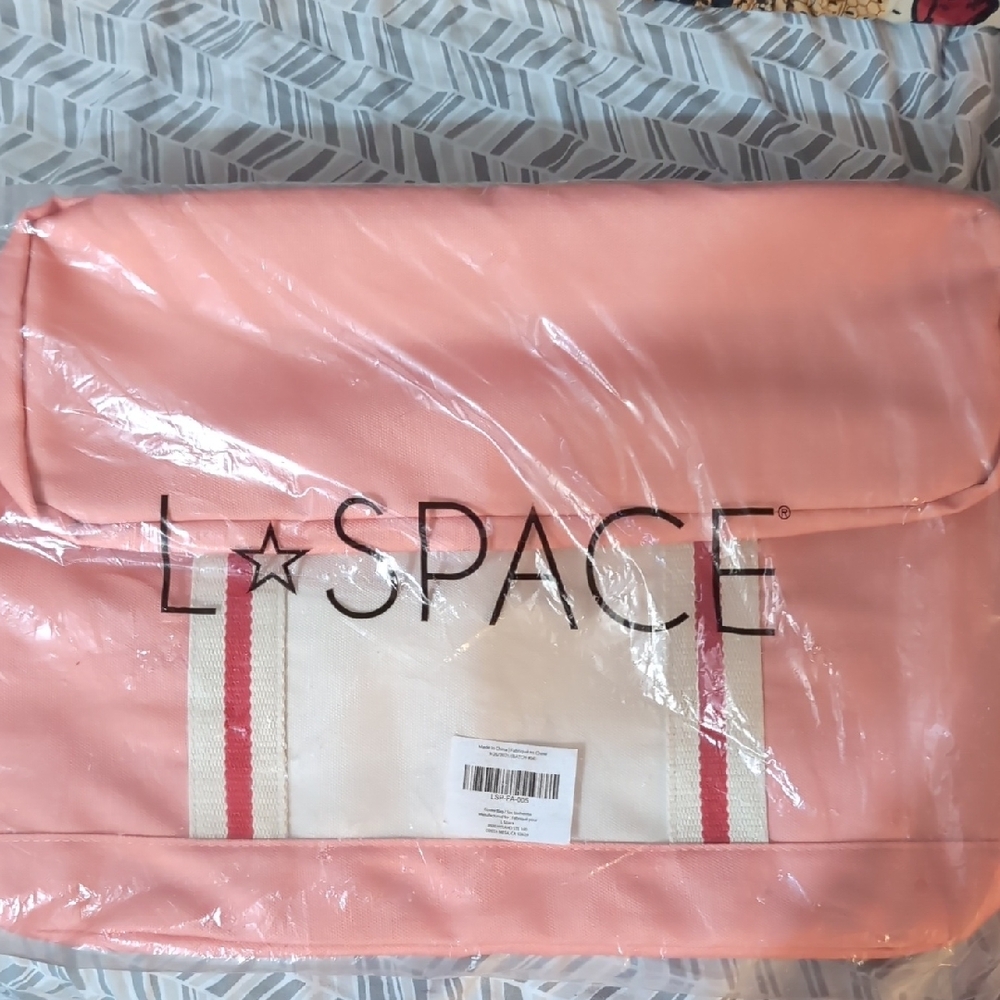 L*Space Pink and White Cooler Bag